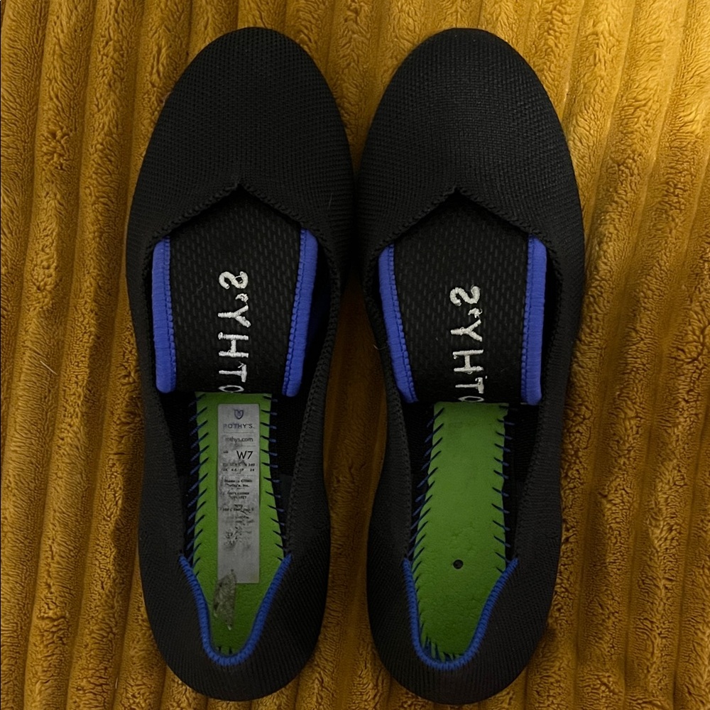 Rothy's Black Flats with Blue Trim - Picture 4 of 4